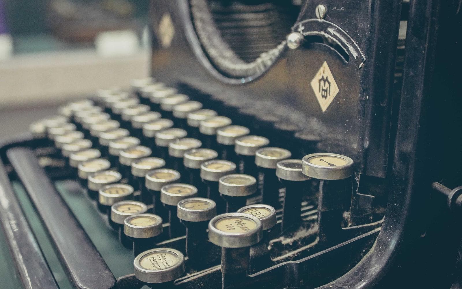Close-up of a vintage typewriter keyboard